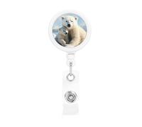 Carino orso polare porta badge retrattile porta badge divertente per infermiere insegnante forniture per ufficio, in plastica leggera con clip per cintura
