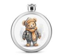 Carino Orso Whisky Fiaschetta, Piccola fiaschetta portatile da viaggio per liquori, in acciaio inox, a prova di perdite, per feste di nozze, testimone dello sposo, regalo per damigella d'onore, 141,7