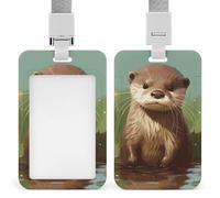 Carino Otter Porta badge scorrevole ID Badge Holder Vertical Card Protector Badge per cordino Impermeabile Nome Tag Holder Name Card Sleeve per Medico Insegnante Infermiera