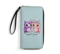 Carino Owl Love You Portafogli da polso per uomo donna portafoglio lungo in pelle portafoglio per carte di credito frizione con cordino, Stile:, 19.7x10.5cm