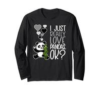 Carino Panda Amante I Really Love Pandas Ok Maglia a Manica