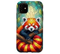 Carino Panda Rosso Animal Graphic Stained Glass Art Case Custodia per iPhone 11