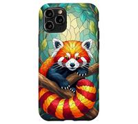 Carino Panda Rosso Animal Graphic Stained Glass Art Case Custodia per iPhone 11 Pro