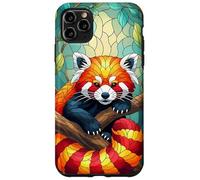 Carino Panda Rosso Animal Graphic Stained Glass Art Case Custodia per iPhone 11 Pro Max