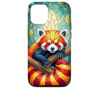 Carino Panda Rosso Animal Graphic Stained Glass Art Case Custodia per iPhone 12/12 Pro