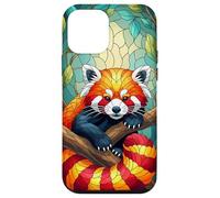 Carino Panda Rosso Animal Graphic Stained Glass Art Case Custodia per iPhone 12 mini