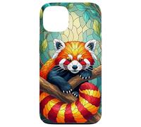 Carino Panda Rosso Animal Graphic Stained Glass Art Case Custodia per iPhone 13