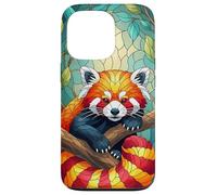 Carino Panda Rosso Animal Graphic Stained Glass Art Case Custodia per iPhone 13 Pro