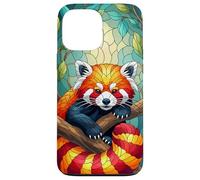 Carino Panda Rosso Animal Graphic Stained Glass Art Case Custodia per iPhone 13 Pro Max