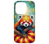 Carino Panda Rosso Animal Graphic Stained Glass Art Case Custodia per iPhone 14 Pro