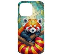 Carino Panda Rosso Animal Graphic Stained Glass Art Case Custodia per iPhone 14 Pro Max