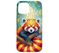Carino Panda Rosso Animal Graphic Stained Glass Art Case Custodia per iPhone 15