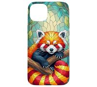 Carino Panda Rosso Animal Graphic Stained Glass Art Case Custodia per iPhone 15 Plus