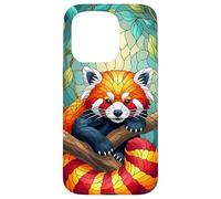 Carino Panda Rosso Animal Graphic Stained Glass Art Case Custodia per iPhone 15 Pro