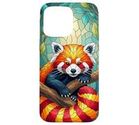 Carino Panda Rosso Animal Graphic Stained Glass Art Case Custodia per iPhone 15 Pro Max