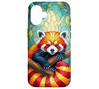 Carino Panda Rosso Animal Graphic Stained Glass Art Case Custodia per iPhone 16