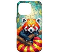 Carino Panda Rosso Animal Graphic Stained Glass Art Case Custodia per iPhone 16 Pro