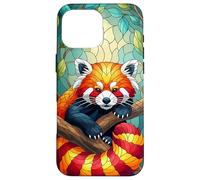 Carino Panda Rosso Animal Graphic Stained Glass Art Case Custodia per iPhone 16 Pro Max