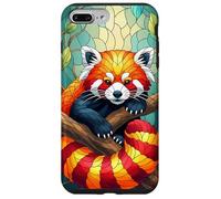Carino Panda Rosso Animal Graphic Stained Glass Art Case Custodia per iPhone 7 Plus/8 Plus