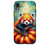 Carino Panda Rosso Animal Graphic Stained Glass Art Case Custodia per iPhone XR