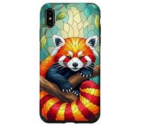 Carino Panda Rosso Animal Graphic Stained Glass Art Case Custodia per iPhone XS Max