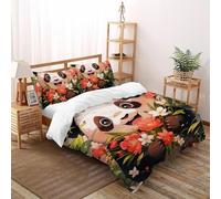 carino panda Set Di Biancheria Da Letto Artee Copripiumino 2 Pezzi Comfort in Microfibra Per Bambini, Con Cerniera E Federa Double（200x200cm）