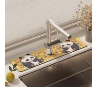 Carino Panda Tappetino Rubinetto Rubinetto spruzzo Guardia Assorbente paraspruzzi per Rubinetto Diatom Fango Rubinetto drenaggio Tappetino Acqua asciugatrice Cuscinetti,A,10 * 38cm