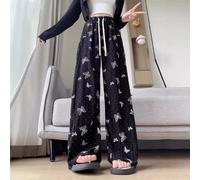 Carino pantalone donna gamba larga con elegante disegno stampa farfalla