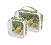 Carino Pasqua Giallo Pulcini 2 Pack Clear Men Toiletry Bag TSA Approvato Impermeabile Viaggio Trucco Borse Da Uomo Kit Rasatura