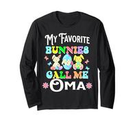 Carino Pasqua My Favorite Bunnies Call Me Oma Uova Fiori Maglia a Manica