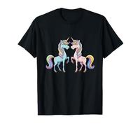 Carino Pastello Twin Unicorns Rainbow Magic Dreams Maglietta