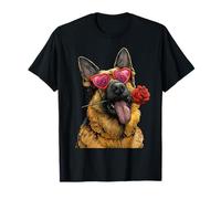 Carino Pastore Tedesco con Occhiali Rosa San Valentino Cane Maglietta