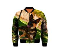 Carino Pastore Tedesco Giacche Stampa 3D Autunno Addensare Caldo Animale Cane Modello Bomber Giacca Bomber Giacca Cappotto Casuale, HAAG2155, XXXXL