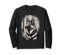 Carino Pastore Tedesco in Una Foresta, Cane Divertente e Amanti della Natura Maglia a Manica