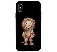 Carino Patchwork Leone Rustico Vintage Nursery Custodia per iPhone X/XS