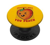 Carino Peach Pun Practice What You Peach Citazione PopSockets PopGrip Adesivo