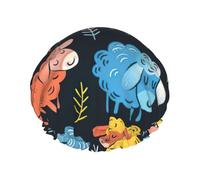 Carino Pecora Colorato Modello Cartoon Cuffia Da Doccia Donne Riutilizzabile Grande Cuffia Da Doccia Uomini Quickdry Cura Dei Capelli Lungo Bre
