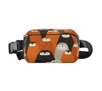 Carino Penguin Bronzo Arancione e Marrone Elegante Crossbody Bag Marsupio per piccoli uomini d'affari Grande Capacità con Cinghia Regolabile per Viaggi Shopping Running cintura para mujer