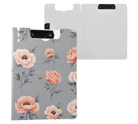 Carino Peonie Grigio Pieghevole Appunti Doppia Clip Portapenne Clip Board con Copertina Rigida Clipfolio Accessori di Cancelleria