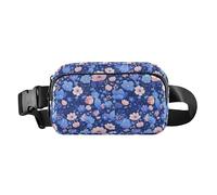 Carino personaggio dei cartoni animati e elementi natalizi rosa uomo donna alla moda borsa a tracolla marsupio per viaggi, palestra, lavoro, Astratto Floreale Pattern Fiori, 1 Size