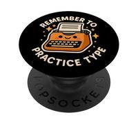 Carino personaggio della macchina da scrivere "Remember to Practice Type" PopSockets PopGrip Adesivo