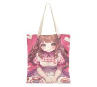 Carino Pesca Carino Anime Ragazza Media Tela Tote Tote Bag Grande Capacità Con Tasche Grocery & Farmers Market 40,6 x 38,1 cm scuola essenziale