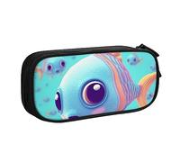 Carino pesce stampato matita sacchetto trucco Jewelry Box portatile Storage Box Travel Jewelry Case nero, Nero , Taglia unica, Astuccio portamatite