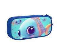 Carino pesce stampato matita sacchetto trucco Jewelry Box portatile Storage Box Travel Jewelry Case nero, Blu, Taglia unica, Astuccio portamatite