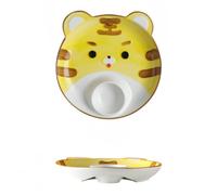 Carino Pet Gnocco Piatto Con Salsa Dipping Personalizzato Casa Ceramica Colazione Diviso Patatine Fritte Griglia Pasta Snack Dessert (Leone)