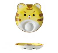 Carino Pet Gnocco Piatto Con Salsa Dipping Personalizzato Casa Ceramica Colazione Diviso Patatine Fritte Griglia Pasta Snack Dessert (Tigre)