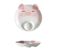 Carino Pet Gnocco Piatto Con Salsa Dipping Personalizzato Casa Ceramica Colazione Diviso Patatine Fritte Griglia Pasta Snack Dessert (Maiale)