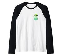 Carino Piccolo Alieno in Pocket Universo UFO Baby Monster Maglia con Maniche Raglan
