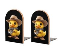 Carino piccolo fermalibri in legno divertente a forma di anatra gialla per mensole, antiscivolo, decorativo, fermalibri per casa, ufficio, biblioteca, 1 paio