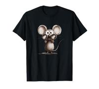 Carino Piccolo Mouse Che Tiene Grande Binocolo Maglietta